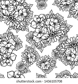 Abstract seamless pattern with plants, herbs and flowers