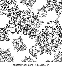 Abstract seamless pattern with plants, herbs and flowers