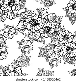 Abstract seamless pattern with plants, herbs and flowers