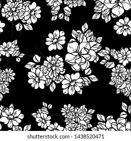 Abstract seamless pattern with plants, herbs and flowers