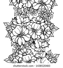 Abstract seamless pattern with plants, herbs and flowers