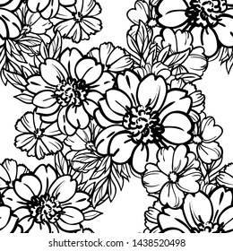 Abstract seamless pattern with plants, herbs and flowers