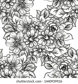 Abstract seamless pattern with plants, herbs and flowers