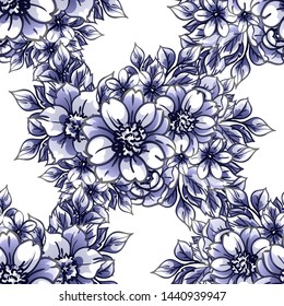 Abstract seamless pattern with plants, herbs and flowers