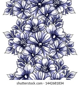 Abstract seamless pattern with plants, herbs and flowers