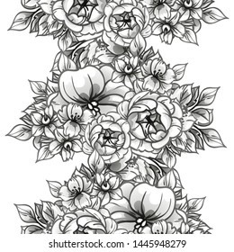 Abstract seamless pattern with plants, herbs and flowers