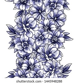 Abstract seamless pattern with plants, herbs and flowers