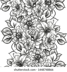 Abstract seamless pattern with plants, herbs and flowers