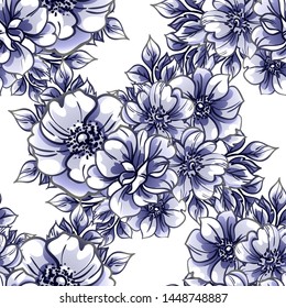 Abstract seamless pattern with plants, herbs and flowers