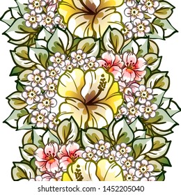 Abstract seamless pattern with plants, herbs and flowers