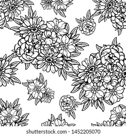 Abstract seamless pattern with plants, herbs and flowers