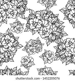 Abstract seamless pattern with plants, herbs and flowers
