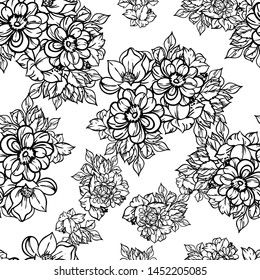 Abstract seamless pattern with plants, herbs and flowers