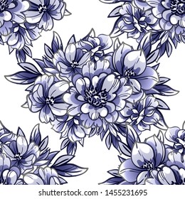 Abstract seamless pattern with plants, herbs and flowers