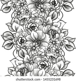 Abstract seamless pattern with plants, herbs and flowers