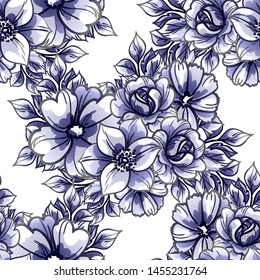 Abstract seamless pattern with plants, herbs and flowers