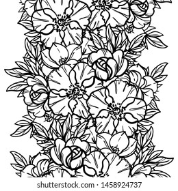 Abstract seamless pattern with plants, herbs and flowers