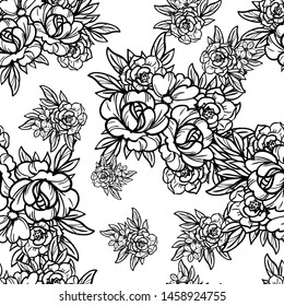 Abstract seamless pattern with plants, herbs and flowers