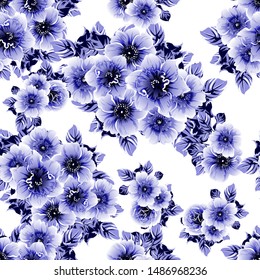 Abstract seamless pattern with plants, herbs and flowers