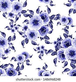 Abstract seamless pattern with plants, herbs and flowers