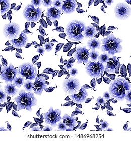 Abstract seamless pattern with plants, herbs and flowers