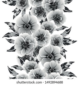 Abstract seamless pattern with plants, herbs and flowers