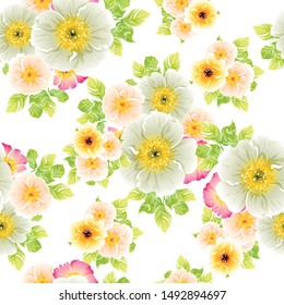 Abstract seamless pattern with plants, herbs and flowers