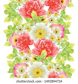 Abstract seamless pattern with plants, herbs and flowers