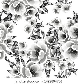 Abstract seamless pattern with plants, herbs and flowers