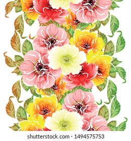 Abstract seamless pattern with plants, herbs and flowers