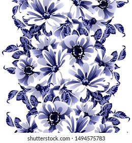 Abstract seamless pattern with plants, herbs and flowers