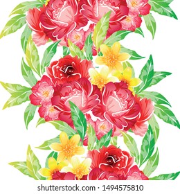 Abstract seamless pattern with plants, herbs and flowers