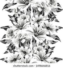 Abstract seamless pattern with plants, herbs and flowers
