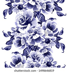 Abstract seamless pattern with plants, herbs and flowers