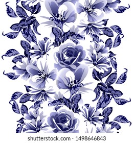 Abstract seamless pattern with plants, herbs and flowers