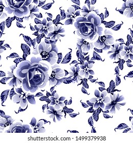 Abstract seamless pattern with plants, herbs and flowers