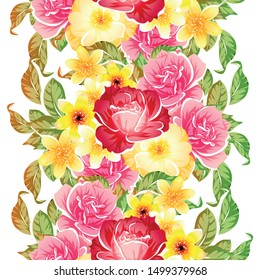 Abstract seamless pattern with plants, herbs and flowers