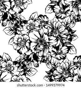 Abstract seamless pattern with plants, herbs and flowers