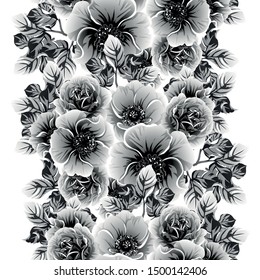 Abstract seamless pattern with plants, herbs and flowers