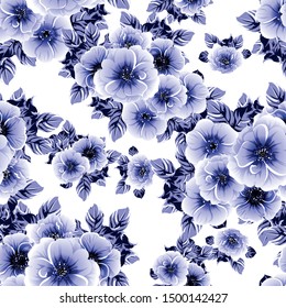 Abstract seamless pattern with plants, herbs and flowers