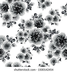 Abstract seamless pattern with plants, herbs and flowers