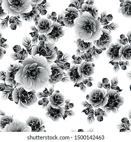 Abstract seamless pattern with plants, herbs and flowers