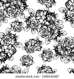 Abstract seamless pattern with plants, herbs and flowers