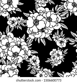 Abstract seamless pattern with plants, herbs and flowers