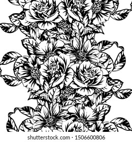 Abstract seamless pattern with plants, herbs and flowers