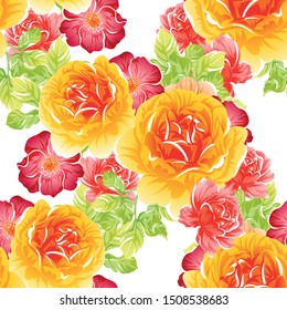 Abstract seamless pattern with plants, herbs and flowers