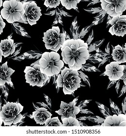 Abstract seamless pattern with plants, herbs and flowers