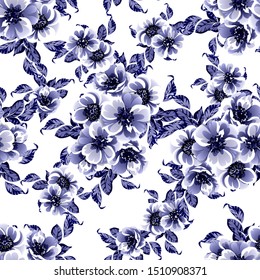 Abstract seamless pattern with plants, herbs and flowers
