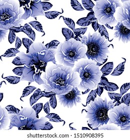 Abstract seamless pattern with plants, herbs and flowers