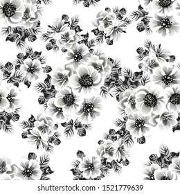 Abstract seamless pattern with plants, herbs and flowers